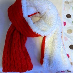 Red and White Knitted scarf
